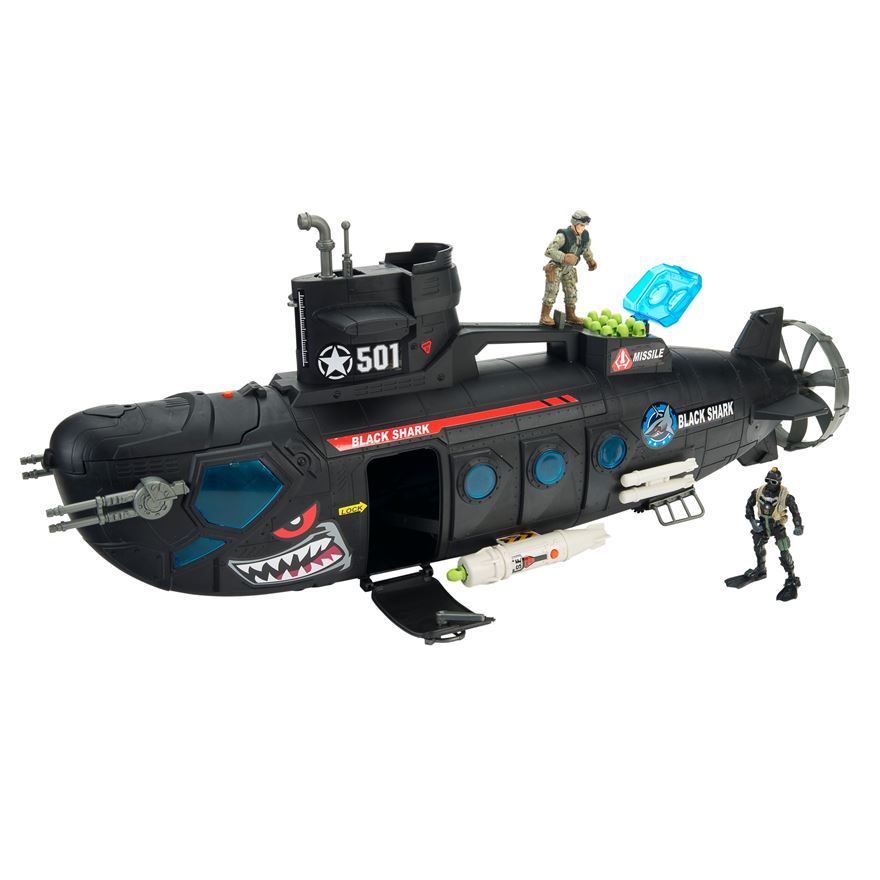 Игровой набор - Боевая субмарина с батискафом, 3 фигуры, звук, свет, стреляет  